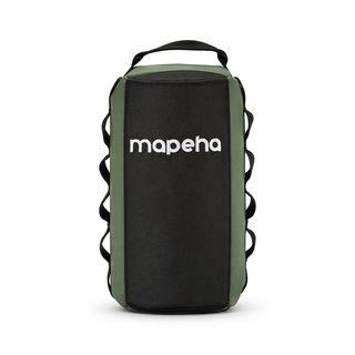Neceser de viaje Mapeha en negro con logotipo, en vertical